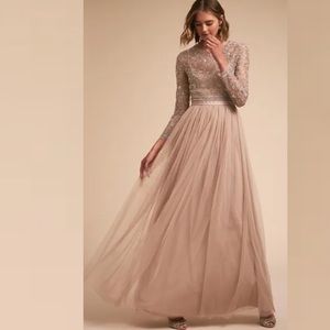 Anthropologie x BHLDN Needle & Thread Miramar Dress Nude MSRP $549 Sz 0